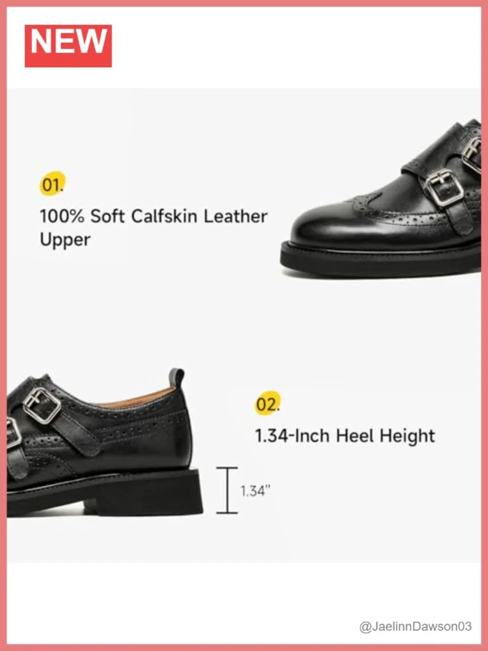Women's Leather Monk Strap Loafers Wingtip Business Casual Shoes
